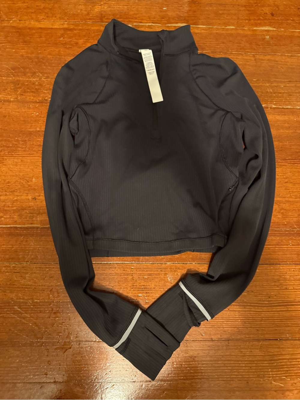 Lululemon lts Rulu Run Ribbed Cropped Half Zip (Black) Size 4